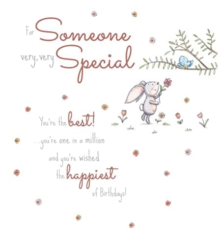 Image of ICG 'Someone Very Special' Birthday Card For Women/Girls - Cute Bunny and Blue Bird - Made in England