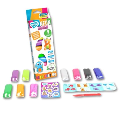 Image of 9 Colours Neon Lovin Modeling Set with Colour Dough, Craft Kits for Kids - Arts and Crafts for Kids - Colour Dough Modelling and Sculpting Playdough Set - Ideal Creative Activity Kit for Children