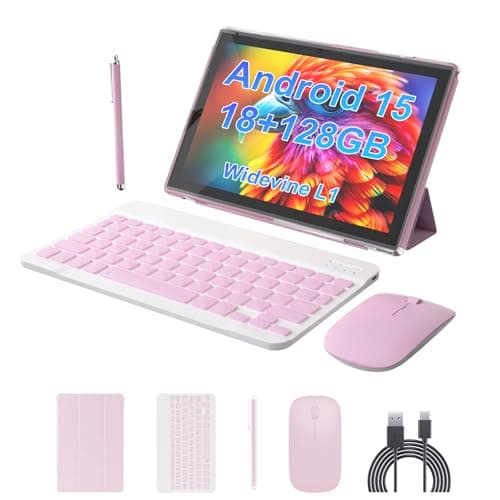 Image of Android 15 Tablet 10 inch Tablet 2 IN 1 Tablets with Keyboard Mouse Case Stylus 18GB RAM 128GB ROM 2TB Expand, Android 15 Tableta 10.1" IPS 6000mAh Battery Bluetooth Dual Camera 5G WiFi-6 Tablets.