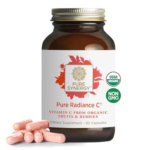 Image of PURE SYNERGY Pure Radiance C | Organic Vitamin C Capsules | 100% Natural, Whole Food, Non-GMO Supplement with Camu Camu Extract | for Immune and Collagen Support (90 Capsules)