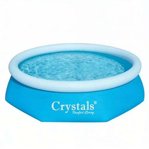 Image of Crystals 8FT Fast Set Family Swimming Pool – Inflatable Outdoor Garden Pool, Durable 3-Ply PVC, Easy Setup Above Ground Pool for Kids & Adults, Compact Round Summer Pool_Blue