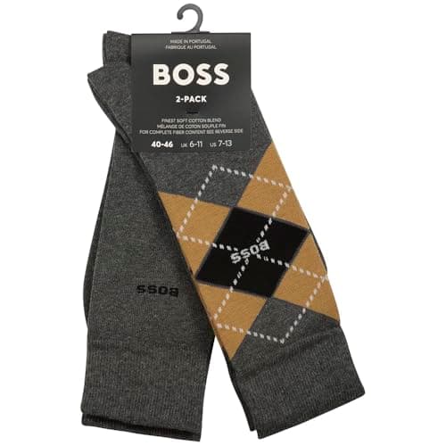 Image of BOSS Men's 2P RS Argyle Col CC Regular Socks, Medium Grey, 39-42