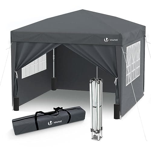 Image of VOUNOT 3m x 3m Pop Up Gazebo with Sides & 4 Weight Bags & Carry Bag, Marquee Garden Party Tent Outdoor, Grey