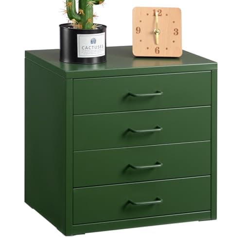 Image of HollyHOME Desktop Drawers Filing Cabinet with 4 Drawers,Organizer Vertical File Cabinets for A4 Letter Size Metal Storage Drawer for Home Office Self-assemble,Green
