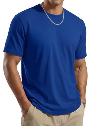 Image of TACVASEN Men's T-Shirts Short Sleeve UPF 80+ Quick Dry Plain T Shirts Summer Moisture Wicking Running Gym Tops Lightweight Royal Blue XXL