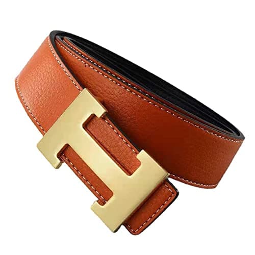 Image of Men Belts H Logo Leather for Classic Unique Design Business Elegant Feel Fashion Comfortable Colorful Belts For Women