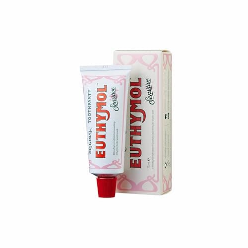 Image of Euthymol Sensitive Toothpaste 75ml,Fluoride Toothpaste for Sensitive Teeth, Plaque Removal, Cavity Protection, Antibacterial, Gluten-Free, Thymol & Menthol, Freshens Breath,Gentle Dental Care