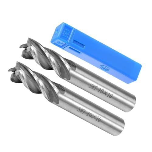 Image of CoCud 4-Flute Spiral End Mill Bits, 10mm Diameter 22mm Length, High Speed Steel Straight Milling Cutter with Storage Case- (Applications: for Plywood Hardwood Plastic), 2-Pieces
