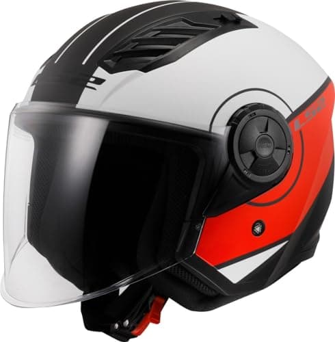 Image of Open Faced Motorcycle Helmet. LS2 Airflow II ECE 22.06 - COVER MATT WHITE RED-06