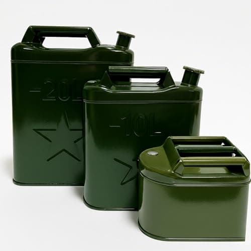 Image of Metal Fuel Gas Can – Portable Petrol & Diesel Jerry Can for Car, Off-Road & Emergency Use – Leakproof Steel Fuel Container, Green – 5L, 10L & 20L (5L)