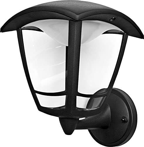 Image of Luceco LED Bottom Arm Four Panel Coach Lantern, IP44 Rated, 8 W, Black Polycarbonate (PC)