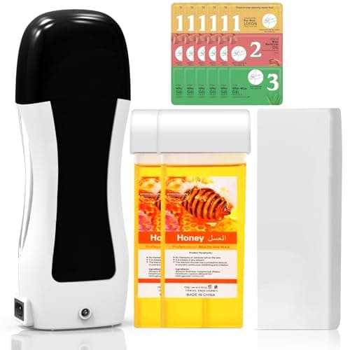 Image of Roll on Wax Kit for Hair Removal, 100 Wax-Strips, 10 Wax-removing Wipes, Waxing Kit for Women & Men Sensitive Skin