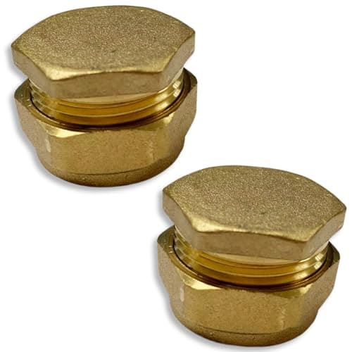 Image of JD Brands 15mm Brass Compression Stop End Caps (Pack of 2) – Pipe End Blanking Caps for Copper or Plastic Pipes – No Soldering Required – Plumbing Fittings