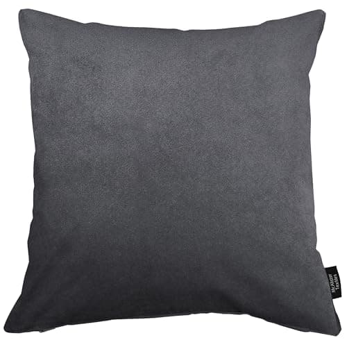 Image of McAlister Textiles Matt Velvet Knife Edge Cushion Covers - Charcoal Grey 43 x 43 cm - Plush Decorative Throw Pillows Machine Washable & Fade Resistant