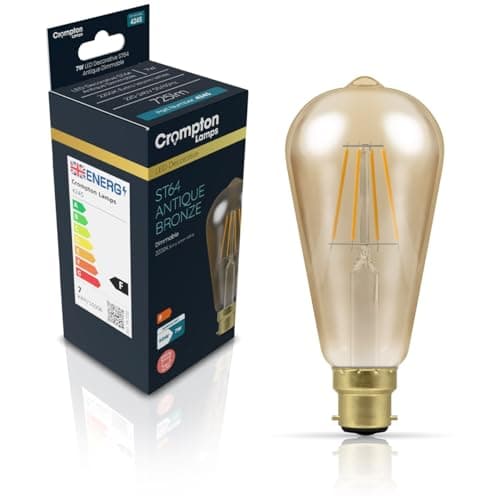 Image of Crompton Lamps LED Squirrel Cage ST64 7.5W BC-B22d Dimmable Filament (50W Equivalent) 2200K Extra Warm White Antique Bronze 725lm BC Bayonet B22 Vintage Edison Light Bulb