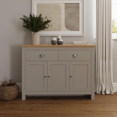 Image of GFW Lancaster Sideboard, 35 cm Depth x 111.7 cm Width x 82 cm Height, Grey