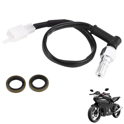 Image of Universal Motorcycle Hydraulic Brake Light Switch Banjo Bolt - M10 x 1.25mm Coarse Thread Hollow Pressure Switch with 2-Pin Plug & Washers, 30cm Wire for Honda Yamaha Kawasaki Suzuki
