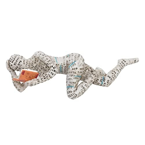 Image of KIMISS Kids Grey Reading Figurine, Pulp Resin Lady Reading Bookshelf Ornaments For Home Decoration