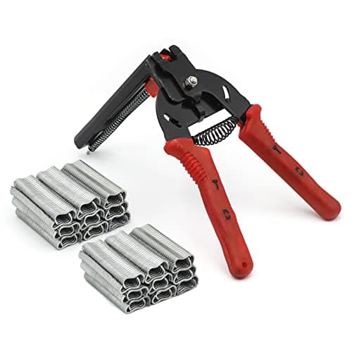 Image of M Type Hog Ring Pliers Multifunctional with 1200 PCS M Staples, Automatic Fencing Tool for The Repair Or Installation of Various Animal Pet Cages (Red)