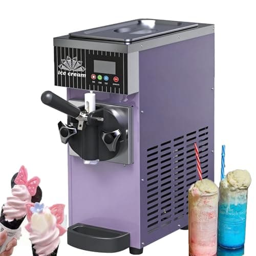 Image of LXMydriasis 1-Flavor Commercial & Home Soft Serve Ice Cream Maker, 4-5kg/H, LCD Touch Panel, Auto Clean, Pre-Cooling System, Countertop Ice Cream Maker Metallic Purple