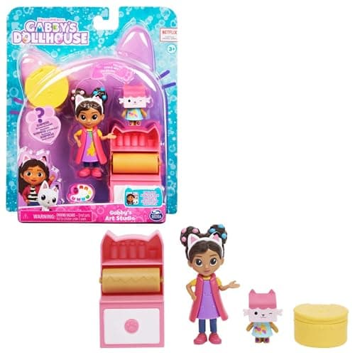 Image of Gabby’s Dollhouse, Art Studio Set with 2 Toy Figures, 2 Accessories, Delivery and Furniture Piece, Kids’ Toys for Ages 3 and above