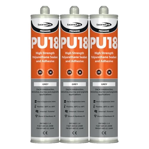 Image of Bond It PU18 High Strength Polyurethane Adhesive and Sealant – 3x Grey, 310ml | Sealant Adhesive – Oil & Chemical Resistant | Flexible Sealant for Engineering – Construction – Automotive & Marine