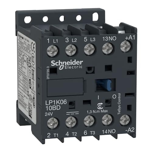 Image of Schneider Electric, TeSys K contactor - 3P - AC-3 <= 440 V 6 A - 1 NO aux. - 24 V DC coil, LP1K0610BD