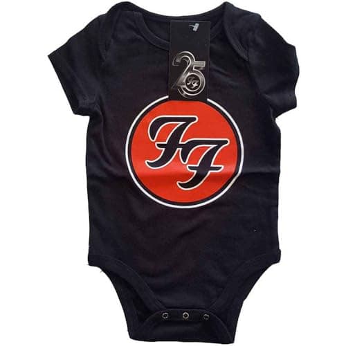 Image of Foo Fighters Baby Grow FF Band Logo Official Black 0 to 24 Months Medium (6-9 months)