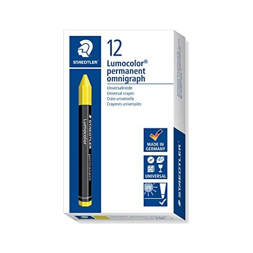 Image of STAEDTLER 236-1 Lumocolor Omnigraph Universal Permanent Marking Crayon - Yellow (Pack of 12)