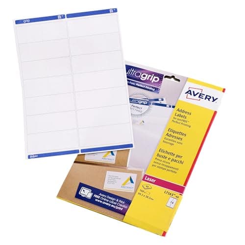 Image of Avery Address Labels 560 pcs – L7163-40 Multipurpose Labels 99x38mm – Jam-Free Laser Printer Sheets – Easy Peel for Parcels & Envelopes