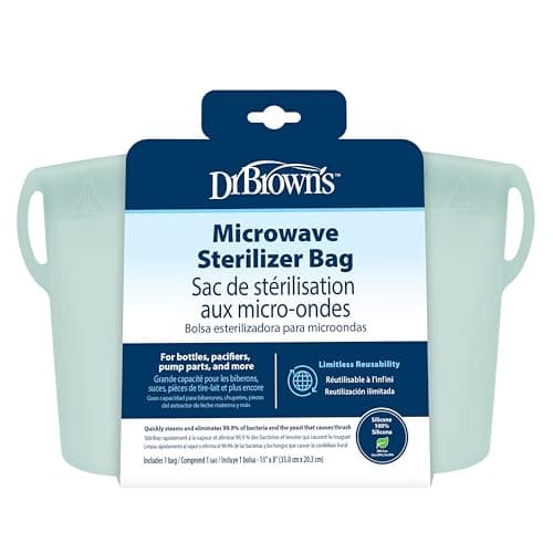 Image of Dr. Brown's Microwave Steam Sterilizer Bag for Baby Bottles, Breast Pump Parts & Other Toddler Accessories, 100% Silicone, Reusable Sterilizing Bag