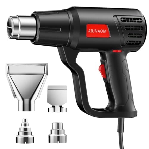 Image of Professional 2000W Heat Gun, AIUNAOM Fast Heating 50℃- 650℃ Hot Air Gun Dual Temp Settings for Paint Removing Heat Shrink Wrapping (Black)