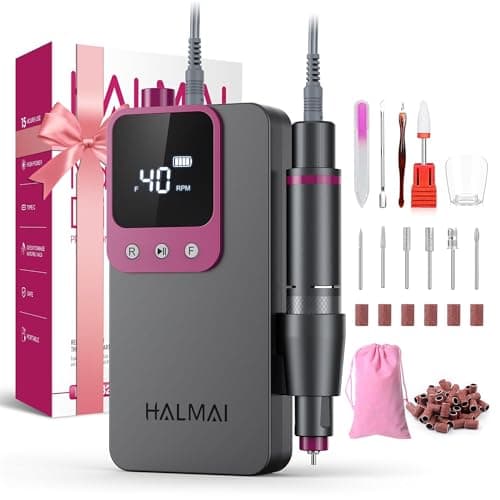 Image of Electric Nail Drill Professional, Portable Nail File for Acrylic Gel Nails, Cordless Rechargeable Ultra Power Nail Drill Kit 40000RPM, HMC320 Salon-Grade Efile Nail Machine (Dark Grey)
