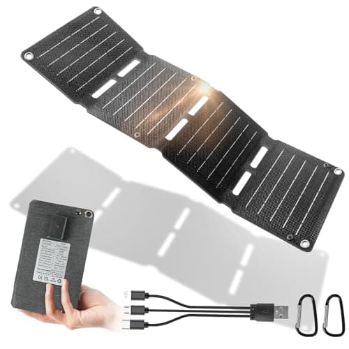 Image of HOTUT Foldable Solar Panel, 10W Portable Solar Charger with 5V USB, ETFE IP67 Waterproof Foldable Solar Charger for Camping, Hiking, and Outdoor Activities, for Smartphone Tablet Headphone Laptop