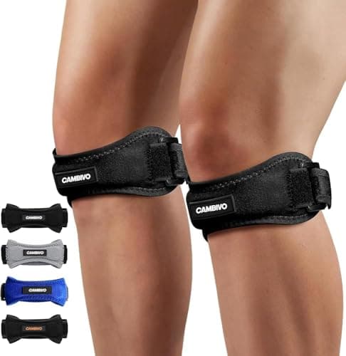 Image of CAMBIVO 2 Pack Patella Tendon Knee Strap, Knee Support Brace for Women Men, Adjustable Band for Hiking, Soccer, Basketball, Baseball, Running, Tennis, Volleyball, Squats