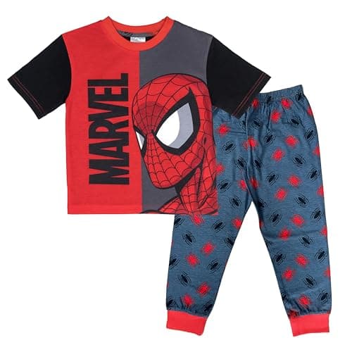 Image of Spiderman Boys Short Sleeve Top Trousers Pyjamas Pjs Nightwear 2-3 years Red