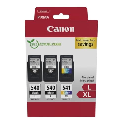 Image of Canon Ink Multipack - PG-540L/CL-541XL Genuine Printer Ink Cartridges 3 Pack (2 x Black L, 1 x Colour XL)