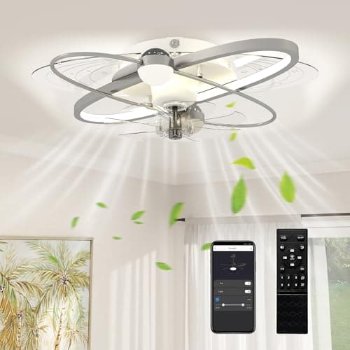 Image of HOMCOM Ceiling Fans with Lights and Remote & App Control, 62 cm Modern LED Ceiling Fan Light with 3 Colour Temperatures, 6 Speed, Timer, Dimmable, Quiet Reversible DC Motor, for Bedroom, Silver Tone