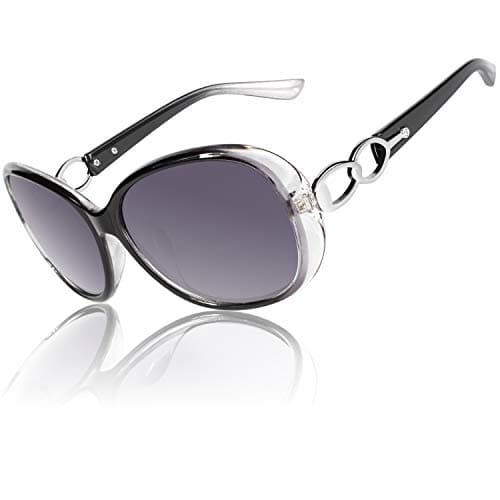 Image of CGID Womens Ladies Sunglasses Polarised Retro Designer Sun Glasses Black Big Frame Oversized Shades UV Protection Goggles Rhinestones Grey Gradient Lens