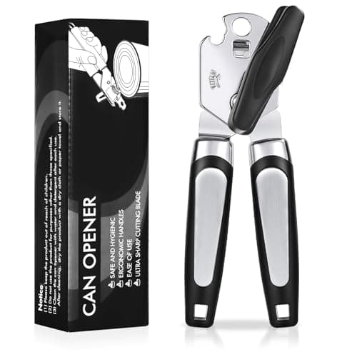 Image of Tin Opener, Lychico 3-in-1Can Opener Handheld Heavy Duty Stainless Steel Can Openers with Multifunctional Bottle Opener, Black