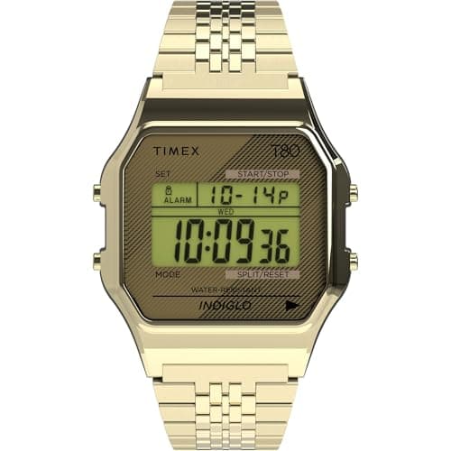 Image of Timex T80 34mm Watch – Gold-Tone with Stainless Steel Bracelet TW2R79200