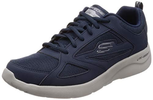 Image of Skechers Men's Dynamight 2.0 Fallford Trainers, Navy Leather Mesh Pu Trim, 9 UK