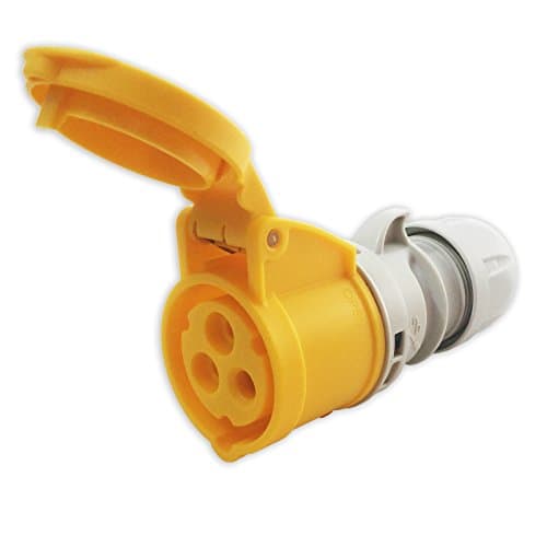 Image of 16amp 110v Yellow Site Ceeform Cable Mount Female Socket. 3 Pole PCE (213-4)