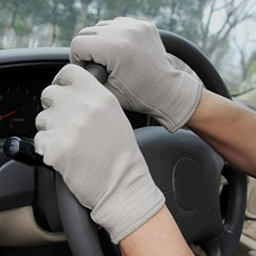 Image of YJZQ UV Protection Driving Gloves for Men Breathable Lightweight Touch Screen Gloves Non-Slip Quick Dry Outdoor Summer Driving Riding Mittens Motorcycle Camping Gym Workout Fullfinger Gloves (grey)