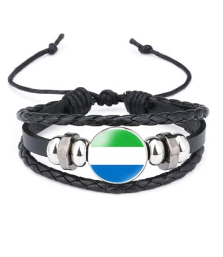 Image of vmcoatdu World Many National Flags Bangle Retro Alloy Leather Bracelet for National Flag Braided Rope Bracelet Bangle, One Size, Metal, alloy