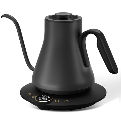 Image of Cocinare Gooseneck Electric Kettle, ±1°F Precise Temperature Control, 1500W Fast Heating, Pour Over Coffee & Tea Kettle with Brew Timer & Keep Warm, Stainless Steel, 0.9L (Matte Black)