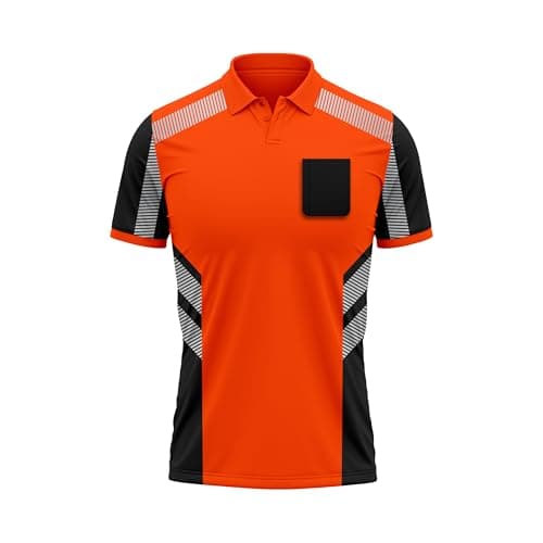 Image of TORO ACTIVA Men’s Hi-Vis Safety Polo Shirt – High Visibility Workwear Top with Reflective Tape Sizes S–2XL Black Orange