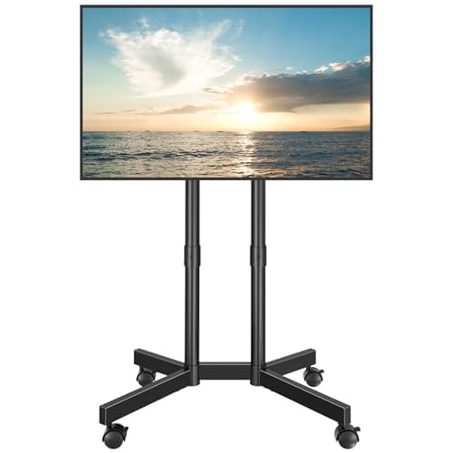 Image of BONTEC Rolling TV Stand for 32-75 inch TVs, Mobile TV Cart with Lockable Wheels, Height Adjustable, Max VESA 400x400mm, Portable TV Stand on Wheels with Cable Management, TV Floor Stand, Black