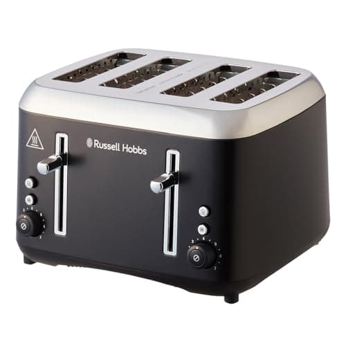 Image of Russell Hobbs 4 Slice Toaster (Extra wide slots, Highlift feature, Independent browning controls, Defrost & reheat function, Stainless steel, Removable crumb Tray) Addison Matte black, 27740