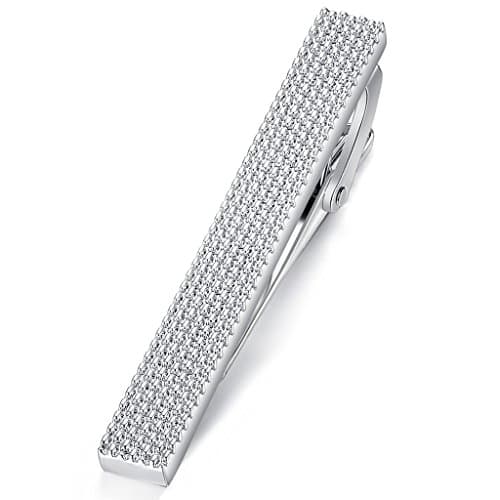 Image of HONEY BEAR Men's Tie Clip Bar, Normal Size, Stainless Steel, for Business Wedding Gift,5.4cm (Silver)